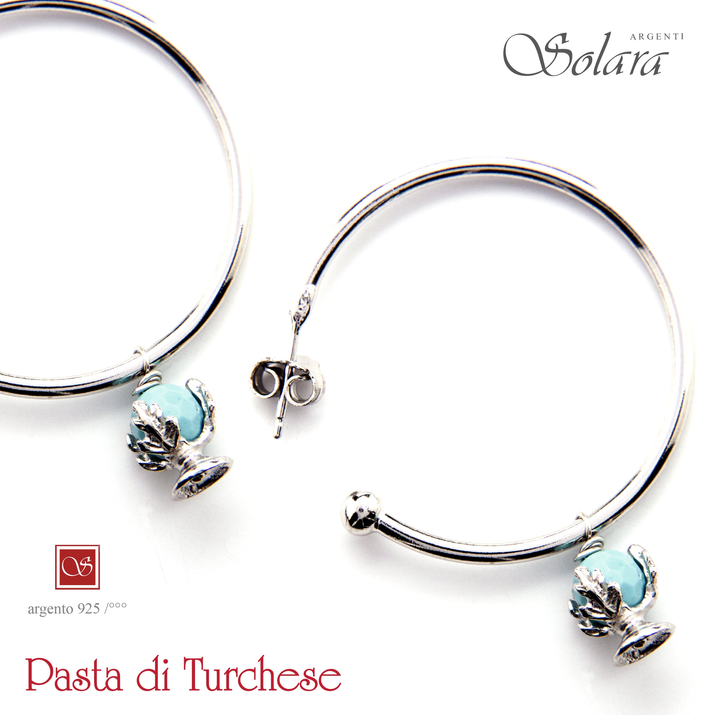 Coppia orecchini con cerchi mm.30 - Pomidéfiure pasta di Turchese