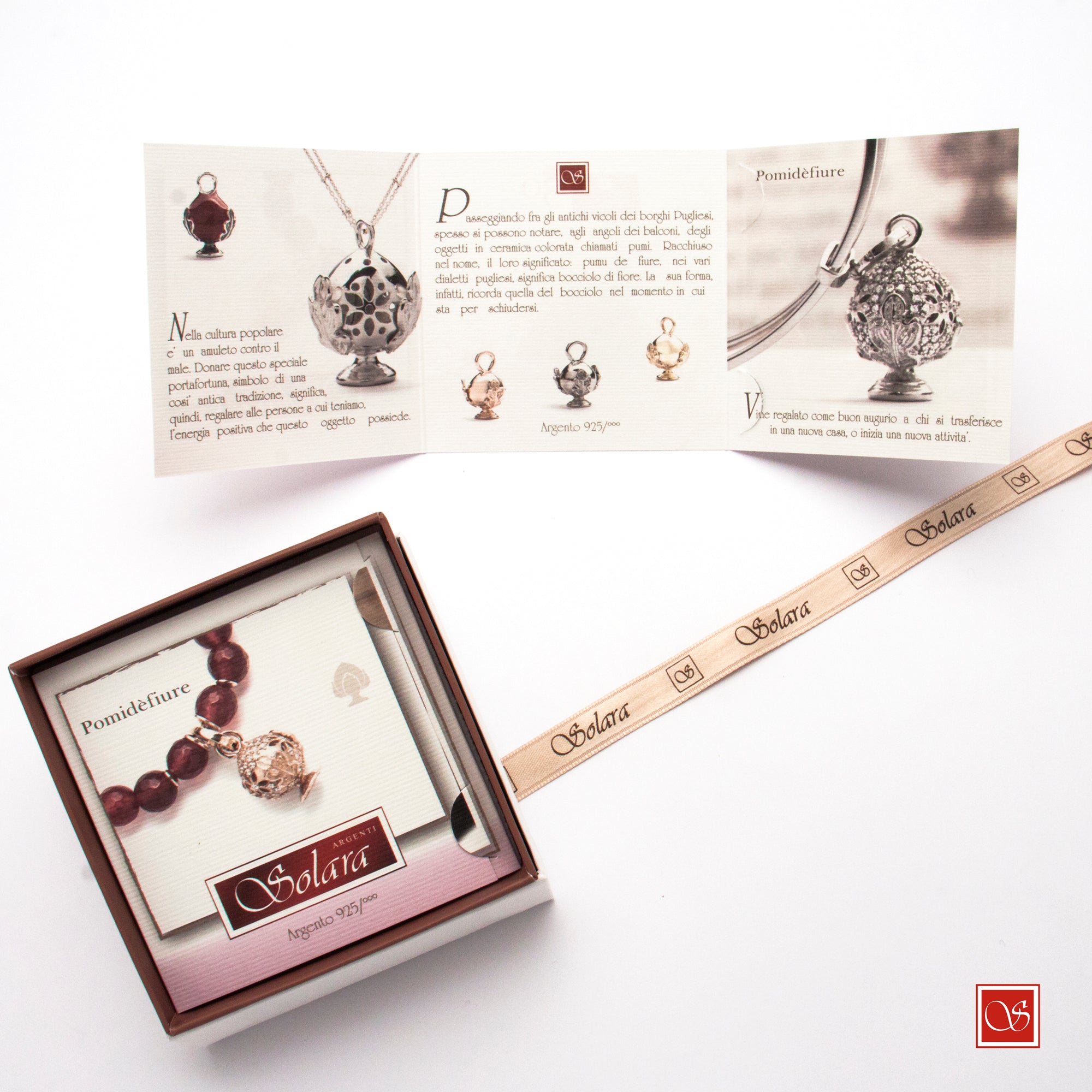 Ciondolo Pomidèfiure dorato - con zirconi rosa - per collana e bracciale - mm.25