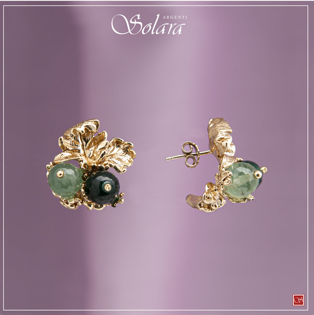 Orecchini LIBERTY mini dorati - con Giada Verde