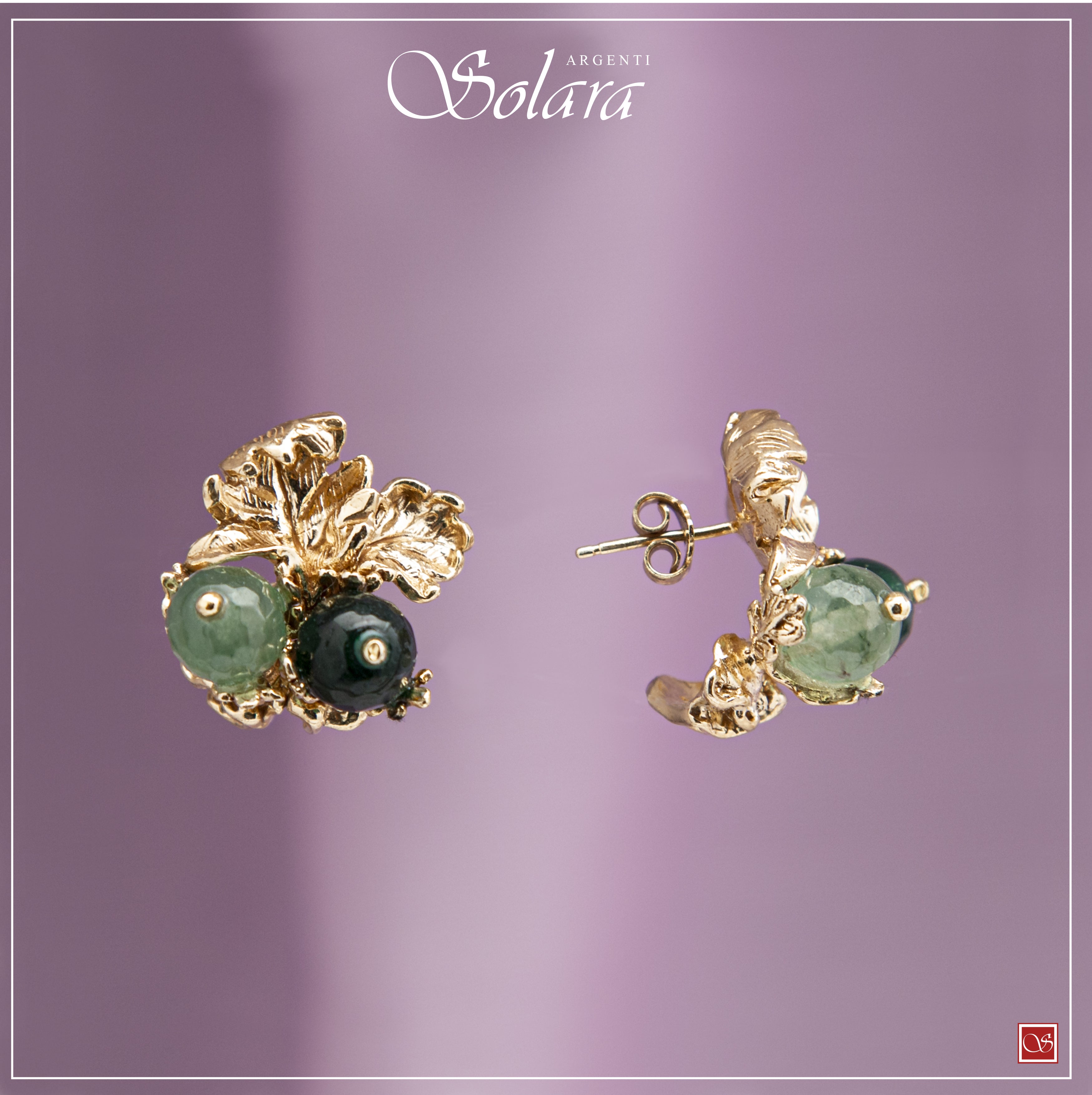 Orecchini LIBERTY mini dorati - con Giada Verde