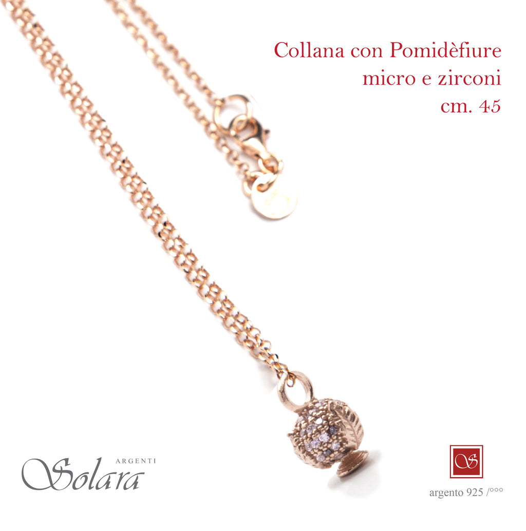 Collana rose' con Pomidèfiure micro e cubic zirconia ROSA