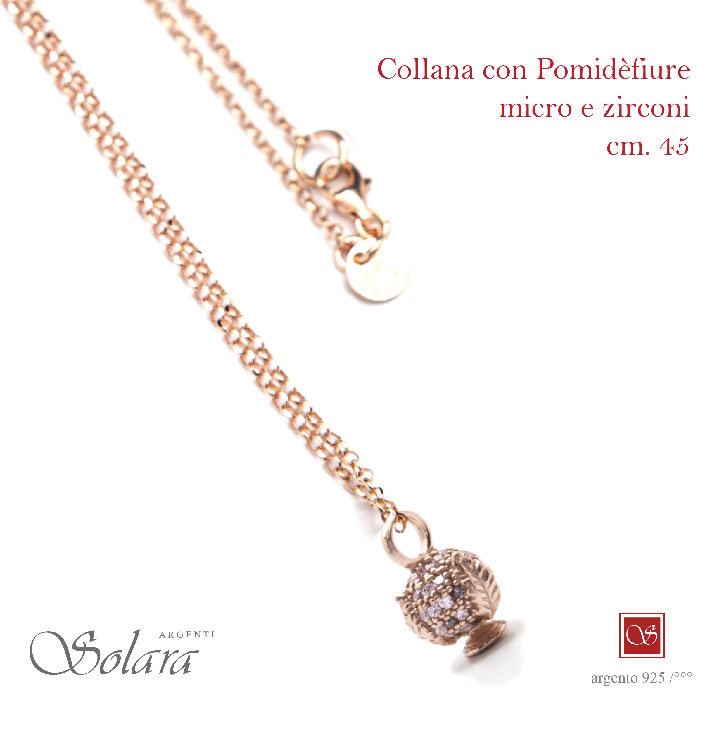 Collana rose' con Pomidèfiure micro e cubic zirconia ROSA