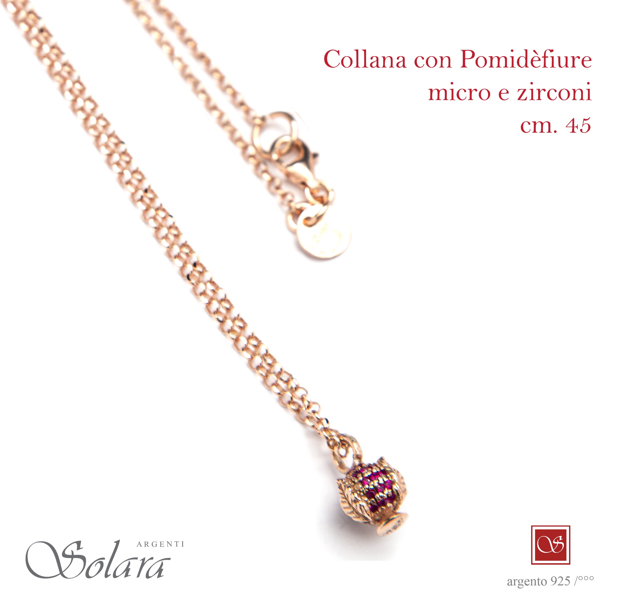 Collana rose' con Pomidèfiure micro e cubic zirconia ROSSI