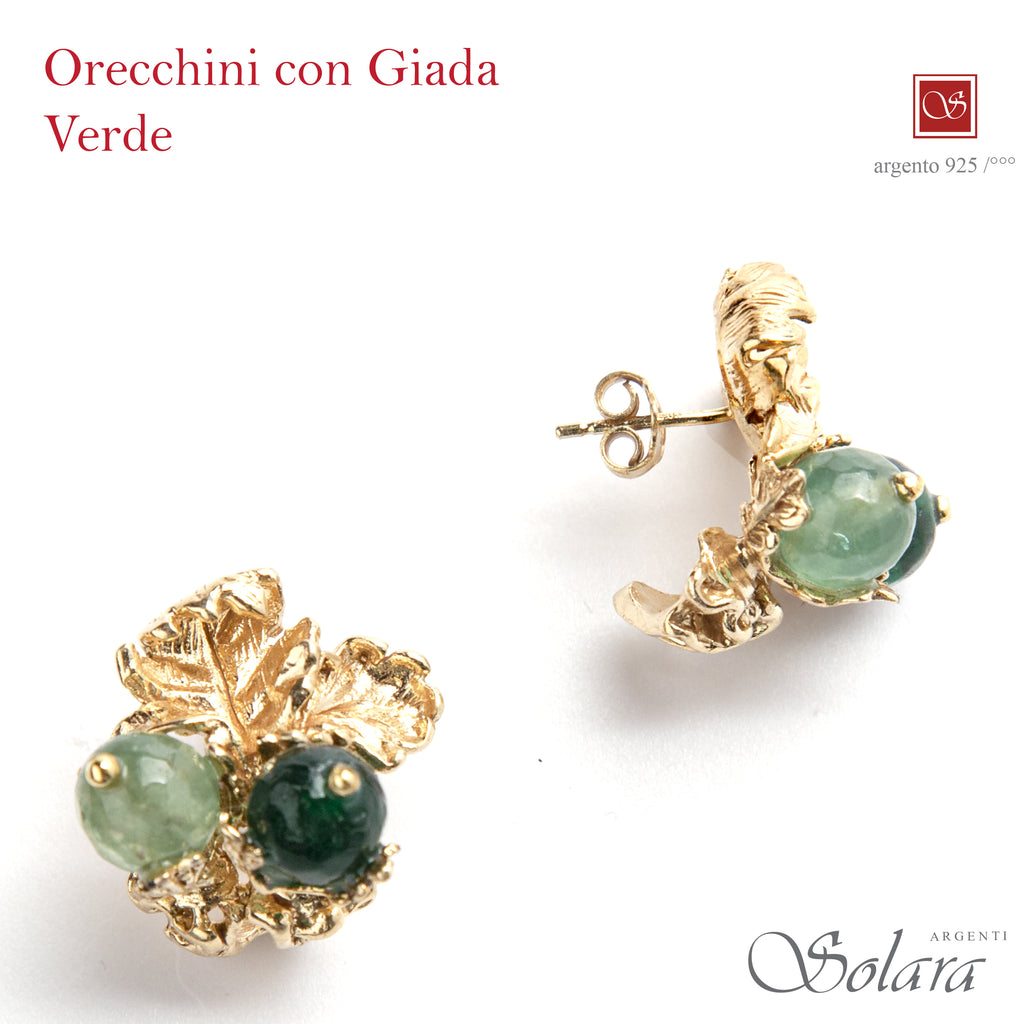 Orecchini LIBERTY mini dorati - con Giada Verde