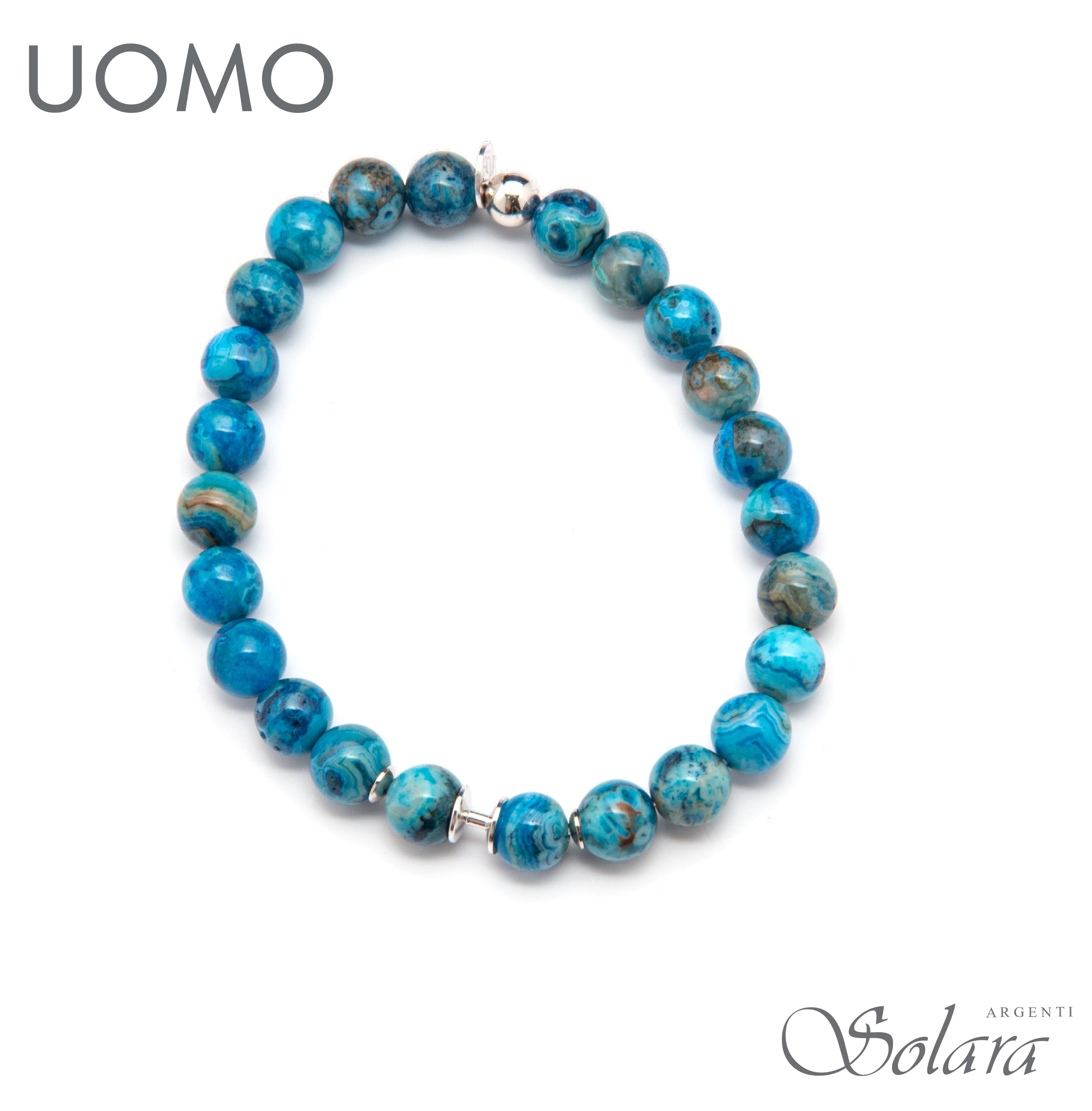 Bracciale CLESSIDRA UOMO - agata colore turchese