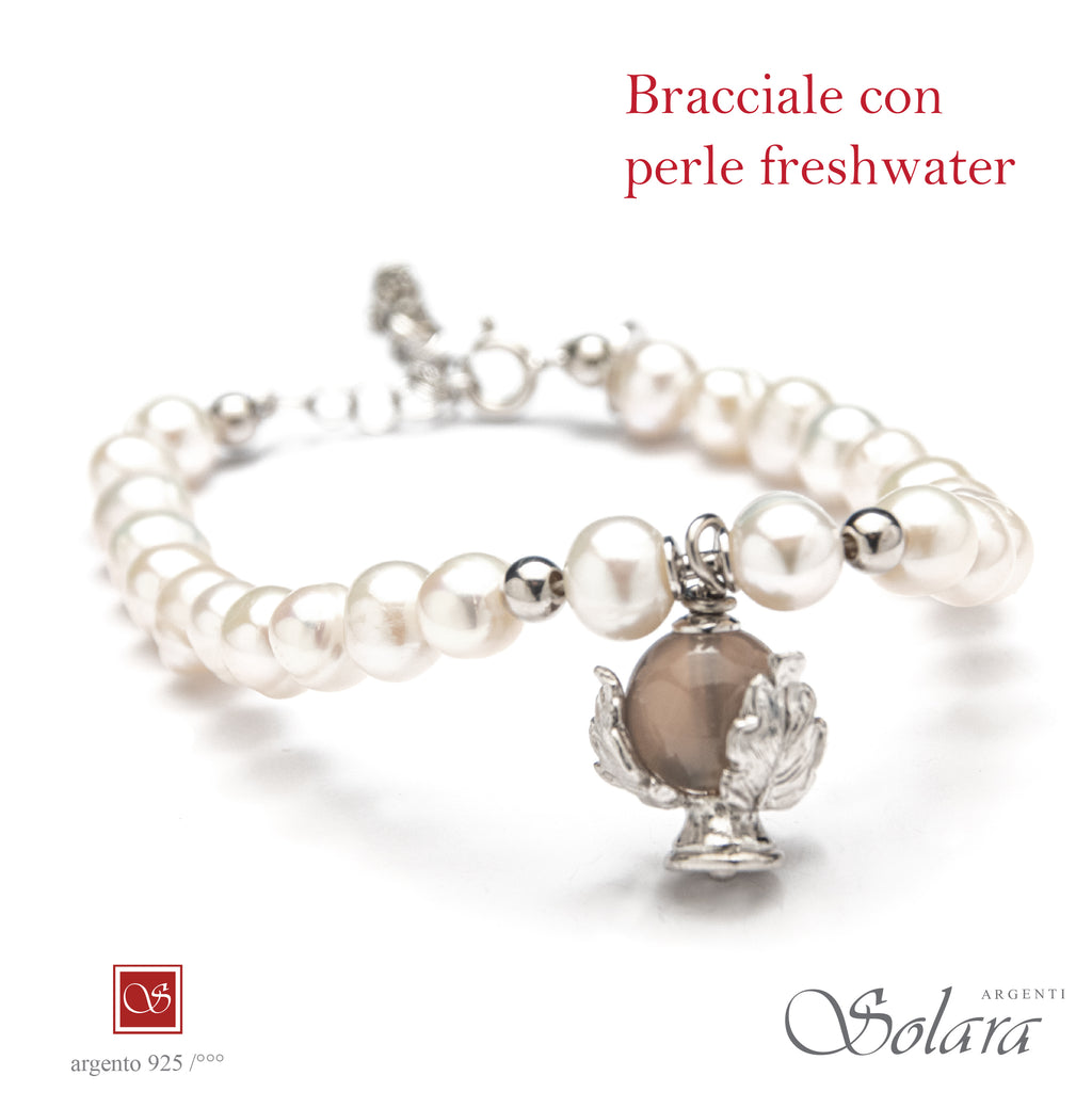 Bracciale Pomidèfiure con perle frehwater e agata grigia