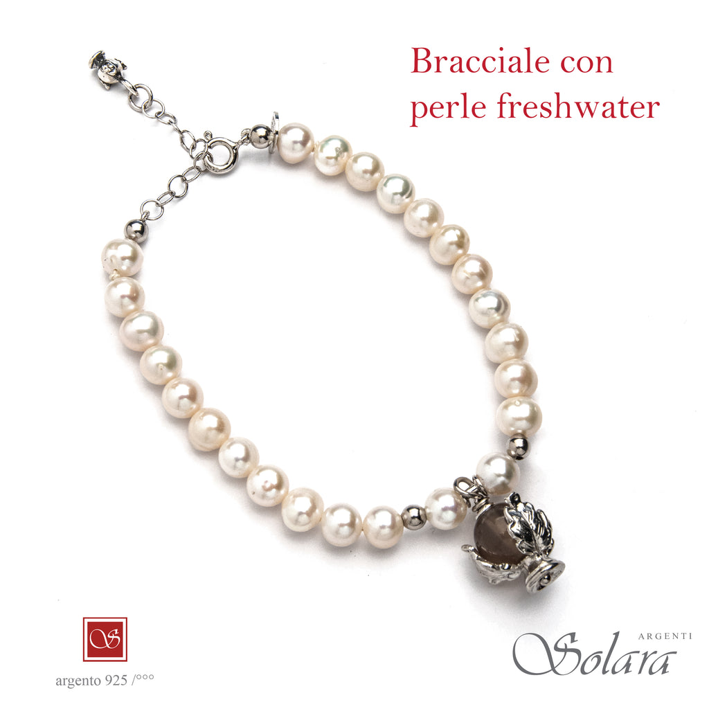 Bracciale Pomidèfiure con perle frehwater e agata grigia