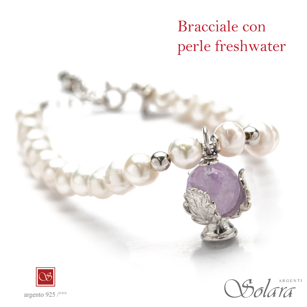 Bracciale Pomidèfiure con perle frehwater e ametista