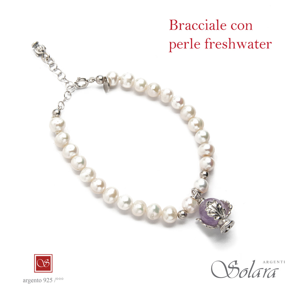 Bracciale Pomidèfiure con perle frehwater e ametista