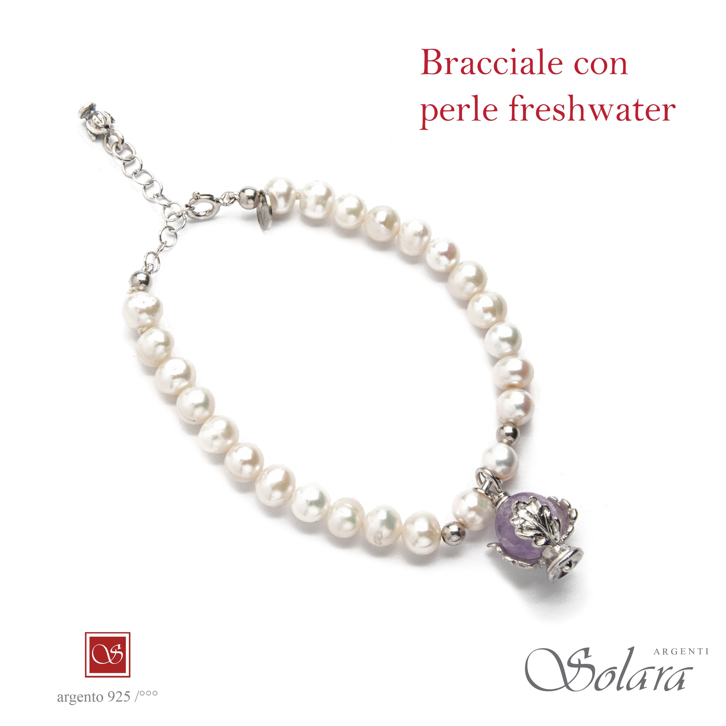 Bracciale Pomidèfiure con perle frehwater e ametista