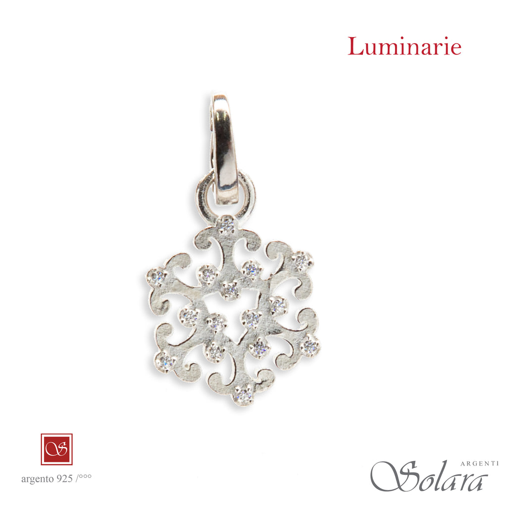 Luminaria esagonale con zirconi trasparenti,  mm 18 - argento-rosè-dorata